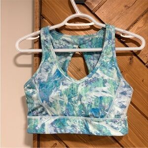 Calvin Klein Aqua Teal Patterned Sports Bra Medium